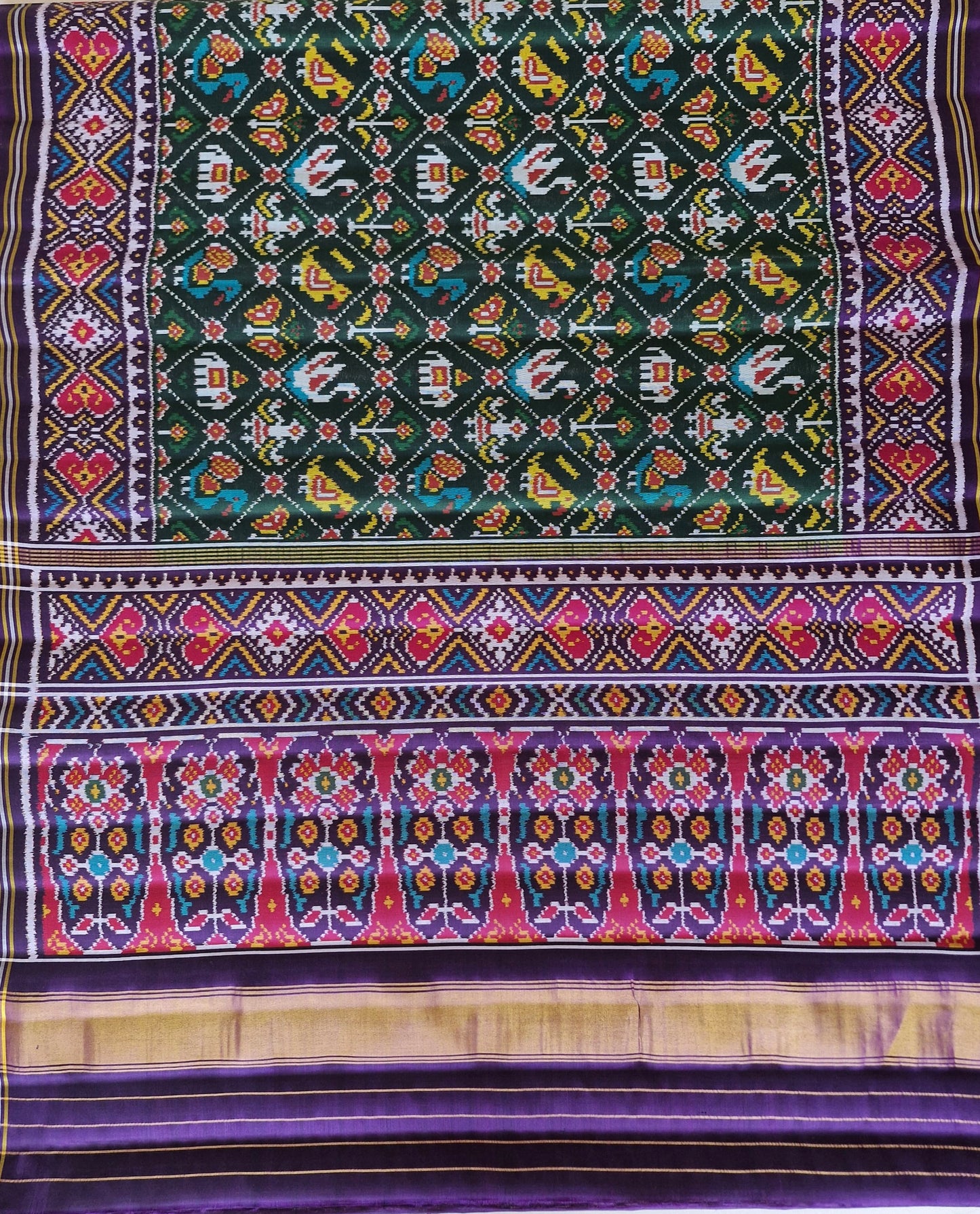 Patan Patola First Copy Semi Ikkat Patola Saree,