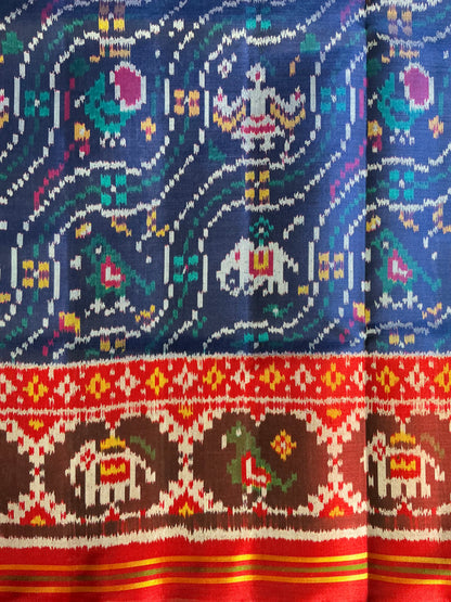 Cross Matlas in figures Patan Patola First Copy Semi Ikkat Patola Saree.