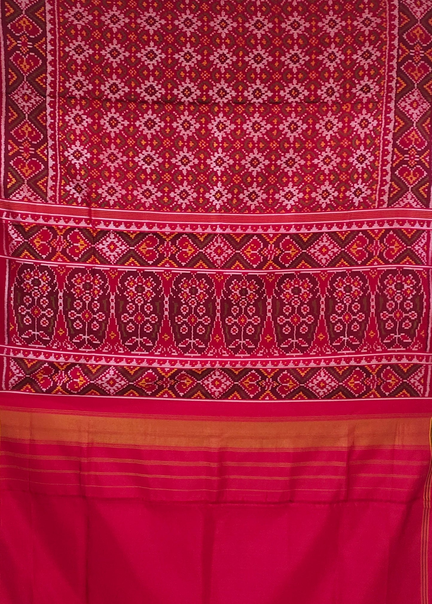 Patan Patola First Copy Semi Ikkat Patola Saree Chanda Bhat Design
