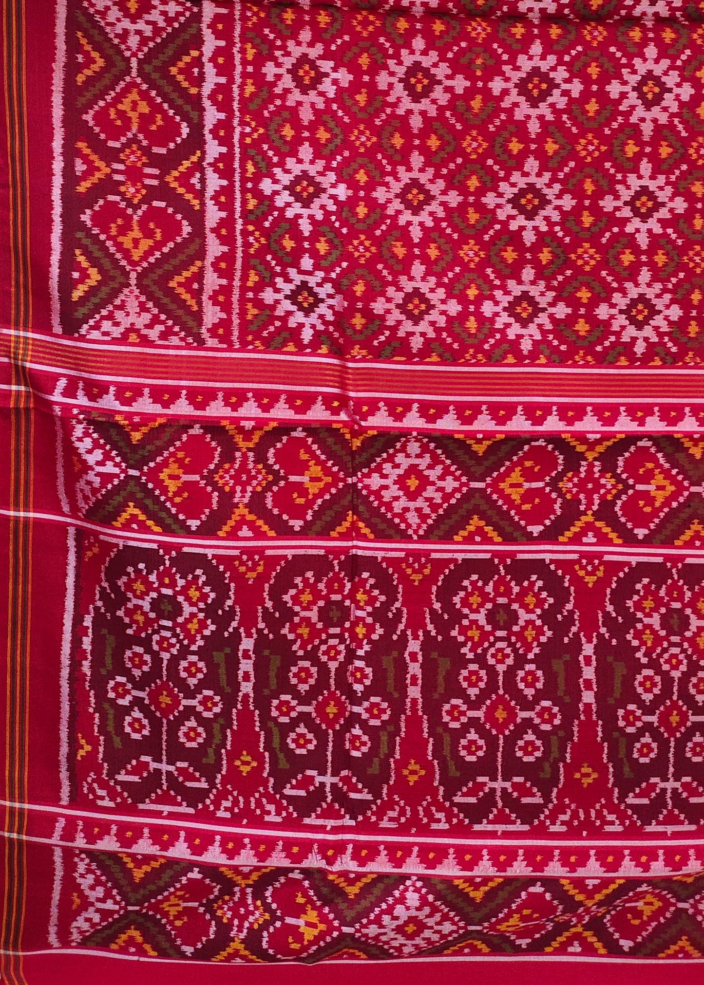 Patan Patola First Copy Semi Ikkat Patola Saree Chanda Bhat Design