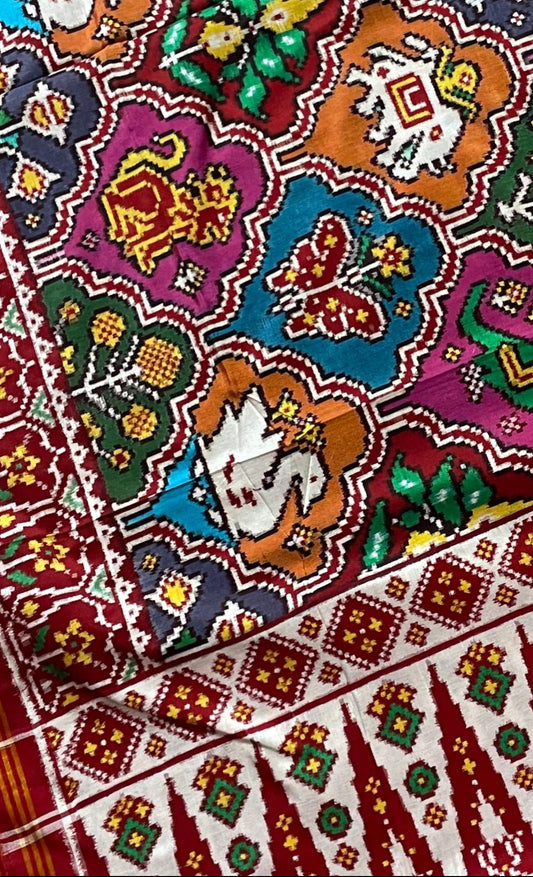 Brand New Multi colour Double Ikkat Patola Silk saree Available.