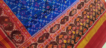 Beutiful New fancy Box in flower design Patan Patola First Copy Semi Ikkat Patola Sarees