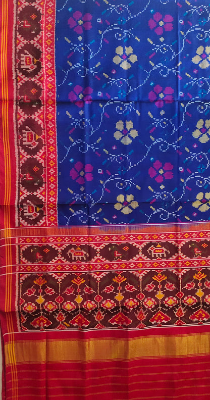 Brand new flower design Patan Patola First Copy Semi Ikkat Patola Saree.