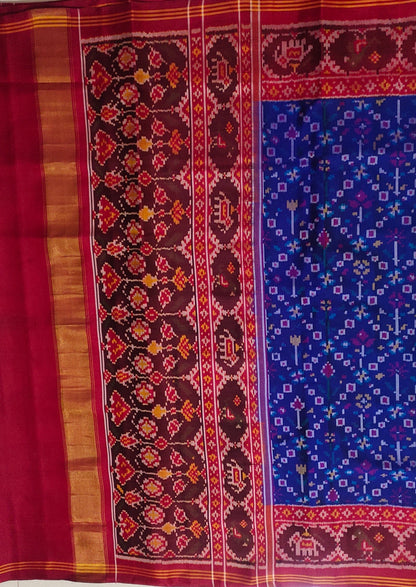 Beutiful New fancy Box in flower design Patan Patola First Copy Semi Ikkat Patola Sarees